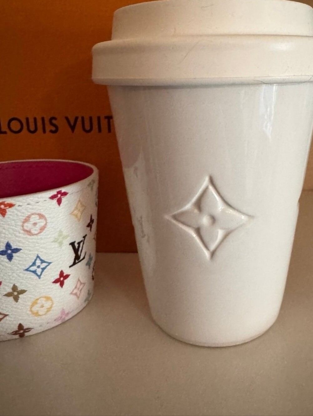 Louis Vuitton X Murakami White Multicolor Monogram Cup Sleeve Ceramic Mug - Picture 8 of 12